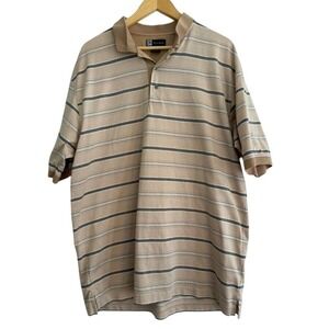 Jos A Bank Leadbetter Golf Shirt Mens Size XL Beige Stripped Grandpa‎